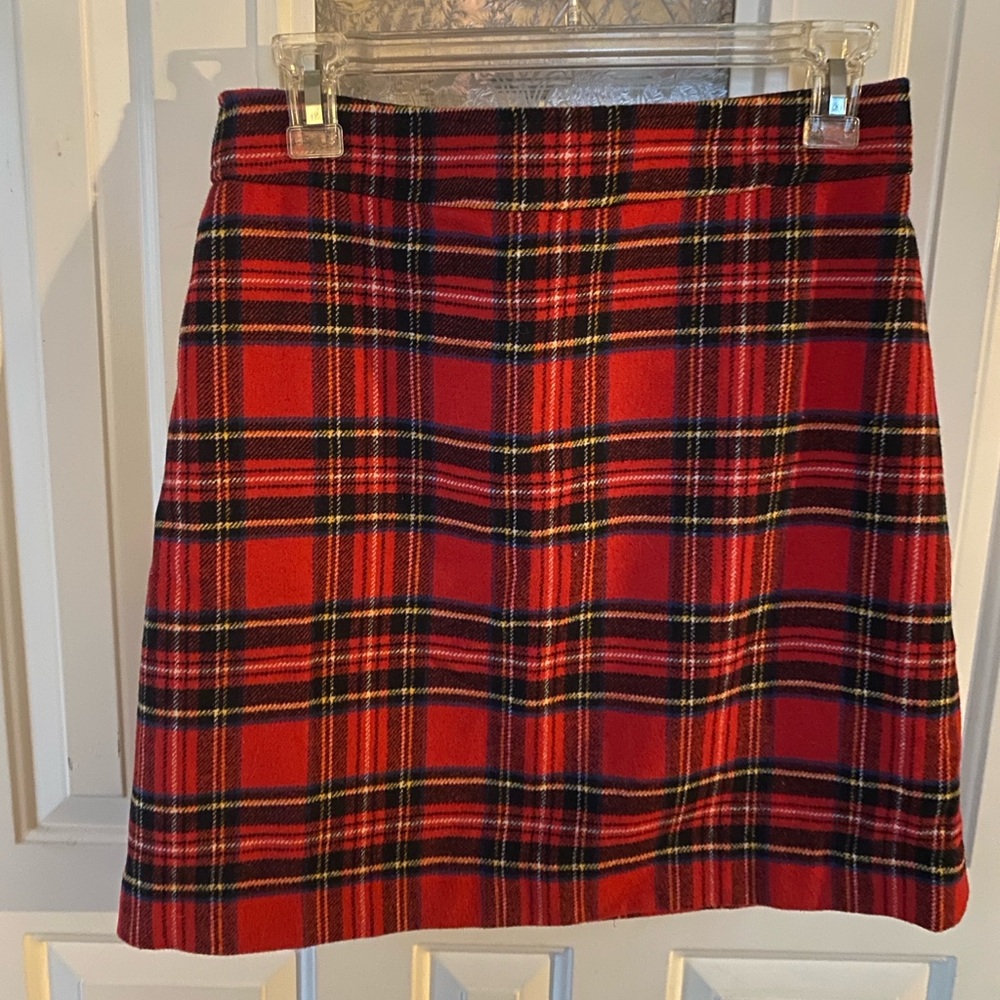 J. Crew Red Plaid A-Line Skirt